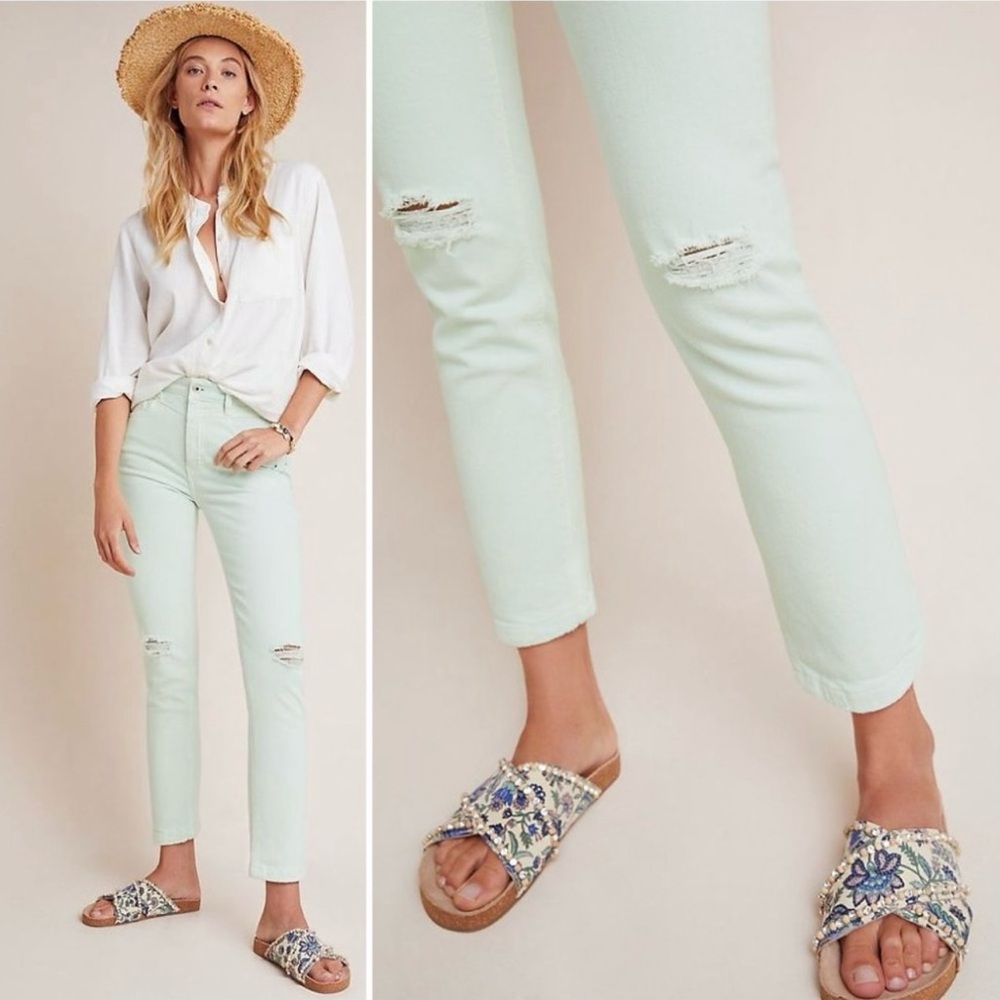 Anthropologie Pilcro High-Rise Slim Ankle Jeans Women’s size 32 NEW Mint Green